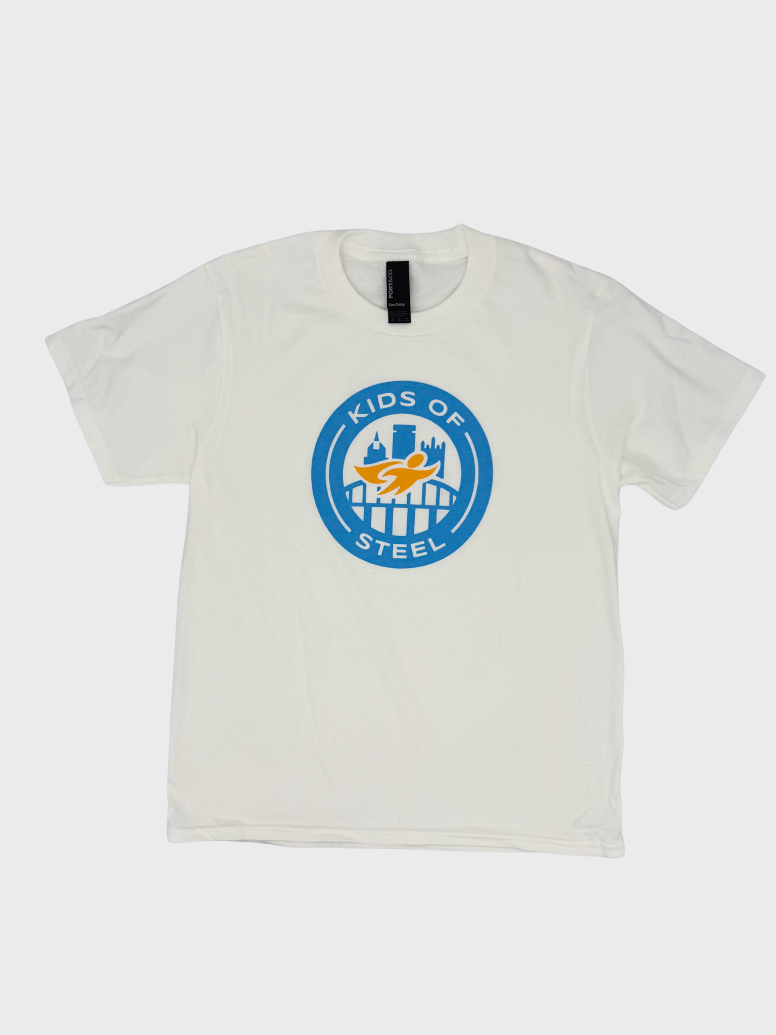 Adult and Youth Kids of STEEL White Tee