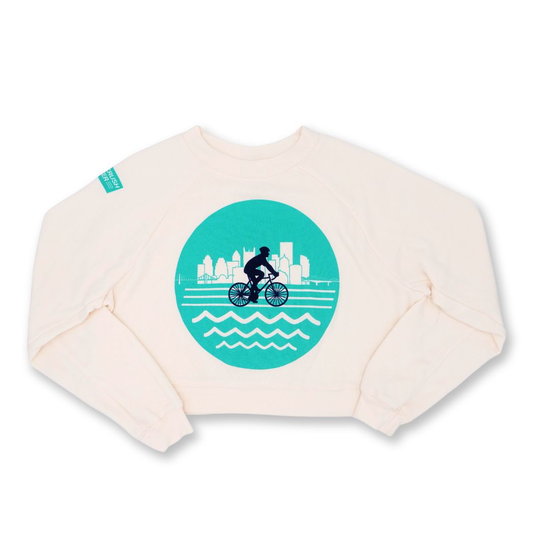 WOMEN'S RUSH TO CRUSH CANCER CROP CREWNECK